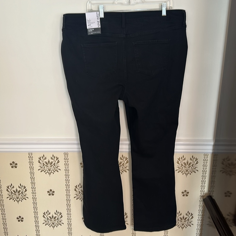 NWT Nine West Black Bootcut Jeans 20W High Rise Denim Stretch Leg Slit - Picture 6 of 12